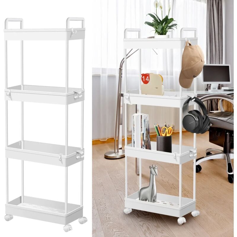 Day Plus - tagère Bibliothèque Étagère sur pied avec 4 niveaux Étagère de cuisine Étagère murale Étagère sur pied