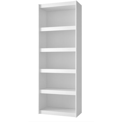 Etagère, bibliothèque haute murale en bois coloris Blanc - longueur 71 x profondeur 33 x hauteur 182 cm