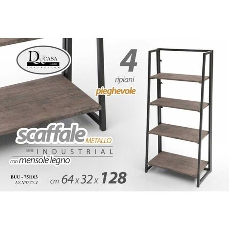 Étagère bibliothèque industrielle urbaine cm 64 x 32 x 128 h
