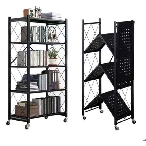 Étagère bibliothèque noir 37 x 72 x 163 cm - Étagère de Rangement - pour Salon, Bureau, Salle à Manger - Moderne