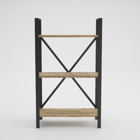 Étagère bibliothèque Meraro L160cm Bois et Métal Noir