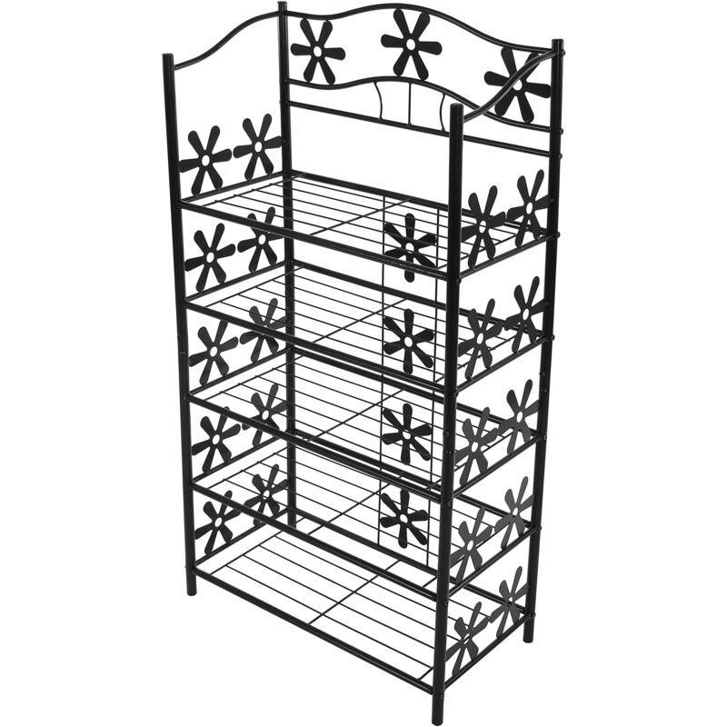 Etagère bibliothèque rangement à chaussures étagère niveaux hauteur 112 cm en méal noir 040006778