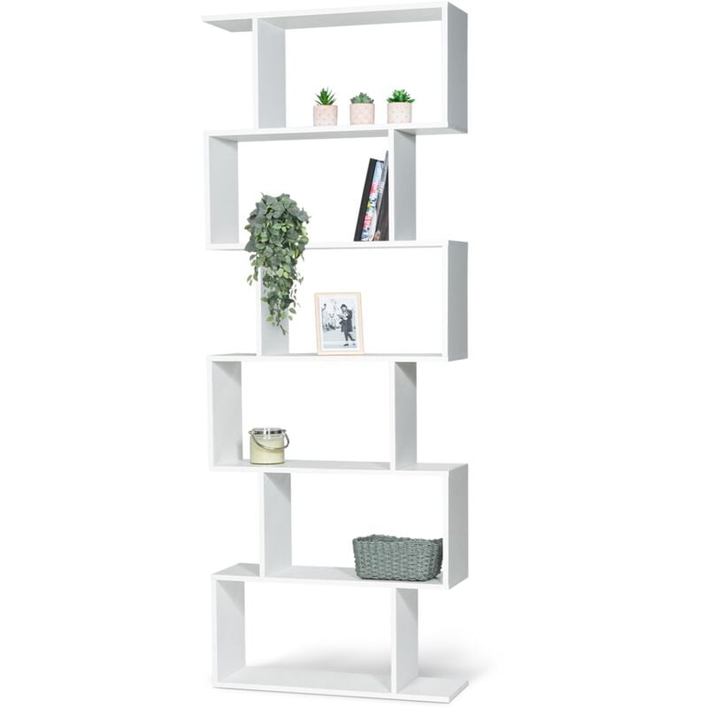 Etagère bibliothèque sofia forme s bois blanc 189 cm