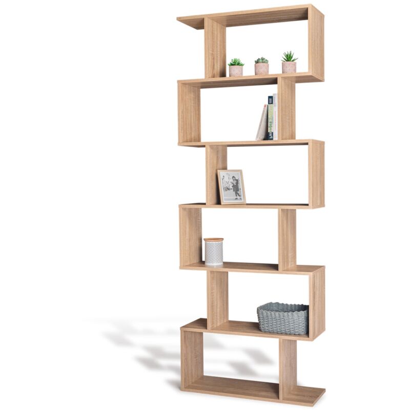 Idmarket - Etagère bibliothèque sofia forme s bois façon hêtre 189 cm