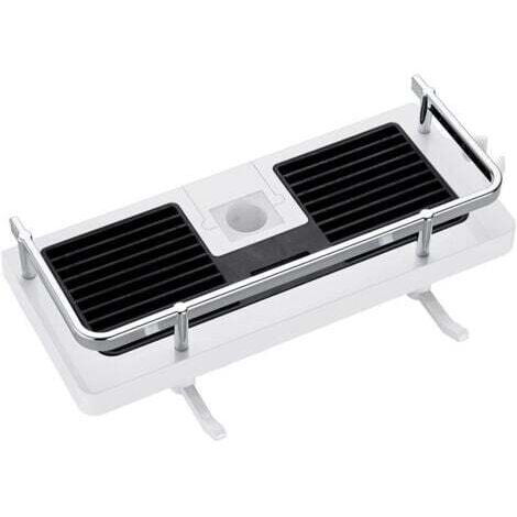 Étagère Blanc Douche sans Percage Tablette de Douche 24 à 25mm Support pour Rangement pour Salle de Bain avec 2 Crochets