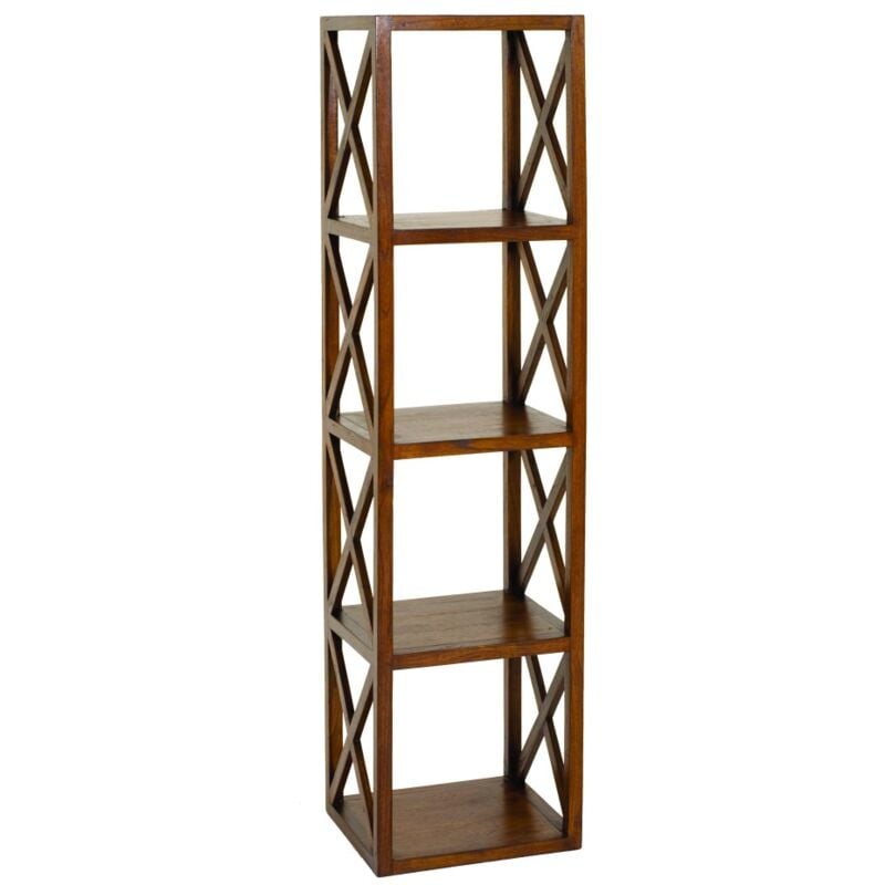 EDEN - Étagère marron 4 cases 40 cm croisillons bois Mindi