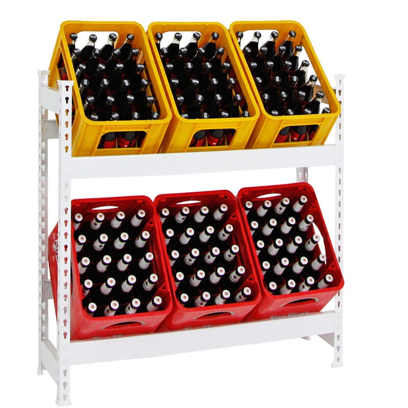 Tagère caisses à boissons camel HxLxP 100x100x30cm Capacité de charge 100kg Blanc Porte-caisses, support bouteilles, rack à boissons - Weiß