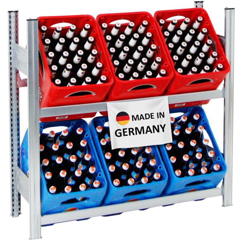 Tagère caisses à boissons chiemsee Made in Germany HxLxP 185x81x34cm 4 niveaux pour 8 caisses de boissons Galvanisé - Verzinkt