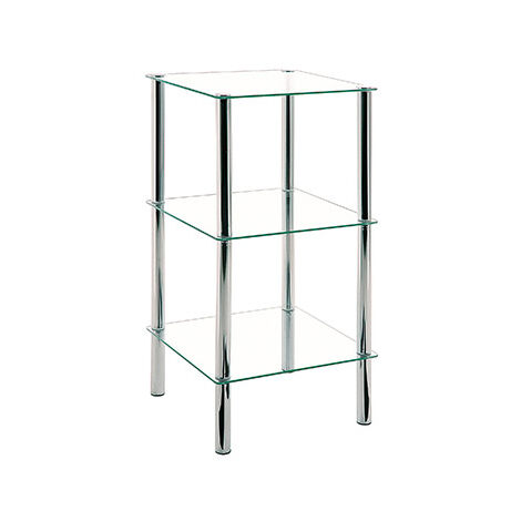 Etagère carrée 3 niveaux 39x77 cm en verre et métal chromé - YUKON
