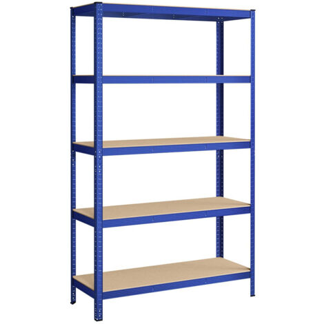 Étagère charge lourde à 5 niveaux meuble de rangement 60 x 120 x 200 cm en acier montage sans outil étagère de garage pour boîtes à outils capacité 875 kg bleu
