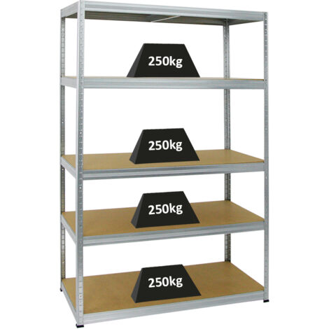 PROREGAL - PREISWERTE QUALITÄT BIG ELEPHANT M HxLxP 180x120x60cm 250kg par niveau Galvanisé Étagère robuste de Garage, Atelier, Cave, sous-sol, Stockage, Rangement, Rayonnage