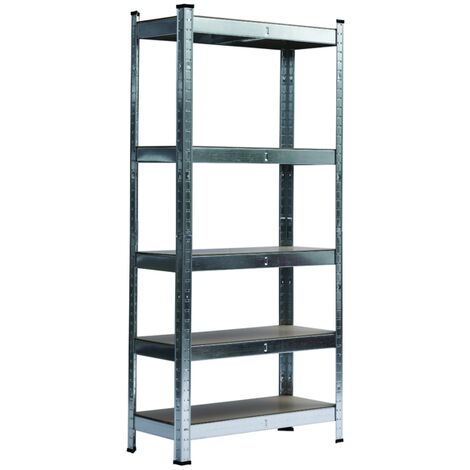 Étagère Charge Lourde Métallique, 180 X 90 X 40 Cm, 5 Niveaux, Charge Totale 875 Kg (175 Kg/Niveau), Étagère De Rangement Planches Réglables, Pour Garage, Cave, Galvanisé MINKUROW