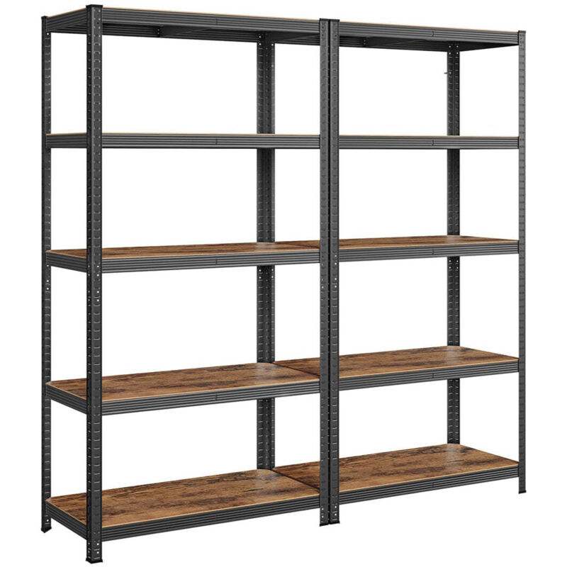 Étagère charge lourde métallique 200 x 100 x 50 cm 5 niveaux charge totale 875 kg (175 kg/niveau) étagère de rangement planches réglables pour garage