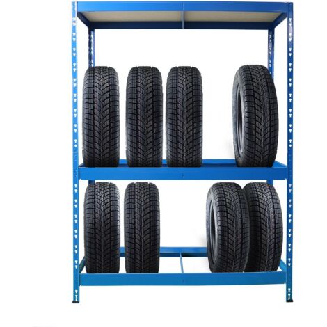 Étagère charge lourde Pour pneus de voiture Bleu 3 Étages 180 x 130 x 50 cm