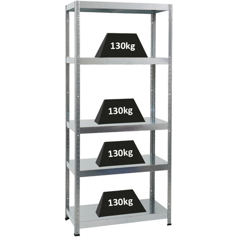 PROREGAL - PREISWERTE QUALITÄT 180x80x40cm 130kg par niveau Galvanisé Étagère robuste de Garage, Atelier, Cave, sous-sol, Stockage, Rangement, Rayonnage