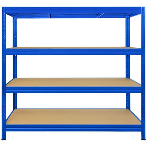 Étagère charge lourde Tôle d'acier 4 Étages Bleu 200 x 150 x 60 cm  Charge Max : 1500 kg