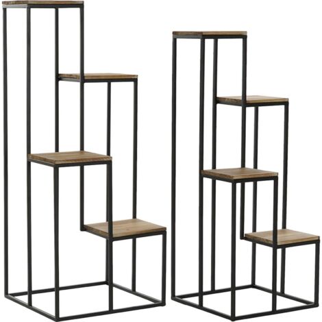 Étagère chic métal et bois pour déco moderne - Blanc naturel