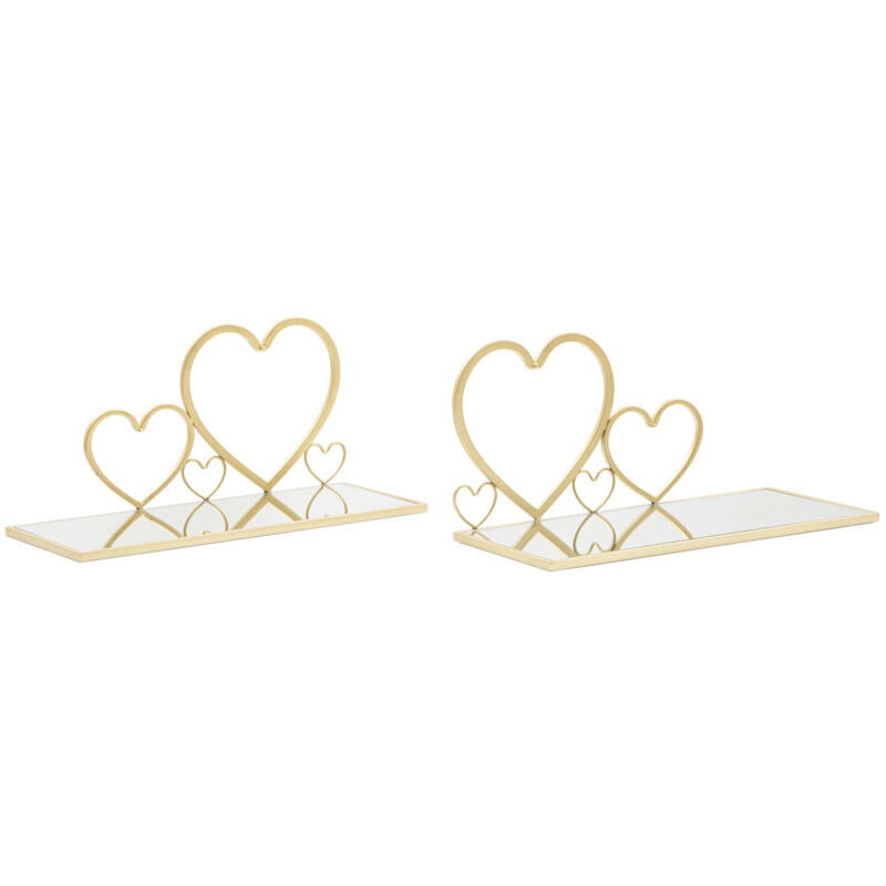 Epikasa - tagère Cœur 23, Métal, mdf, Verre, Or, 41,5x18x21 cm