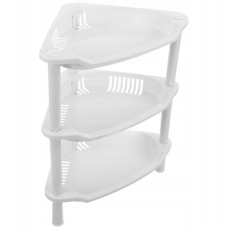 Étagère Coin Plastique Blanc 3 Niveaux Compact