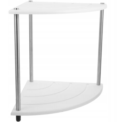 Étagère Coin Salle Bain Blanc Double Cosmétiques