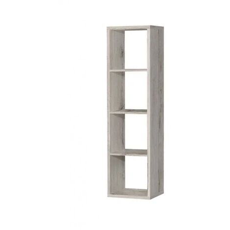 Etagère colonne 4 casiers décor chêne grisé - Classico