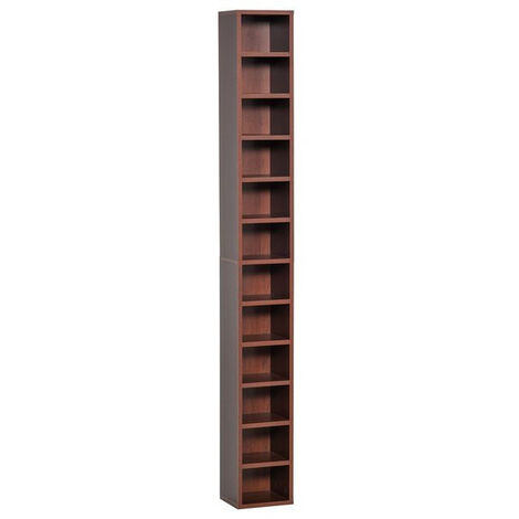 Etagère colonne brun foncé 21L x 20l x 175H cm – 12 espaces de rangement – Panneaux de particule et MDF – Charge max 15 kg – MH