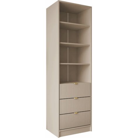MOBILIER1 Étagère Comfivo Larmire 116, Beige, Avec tiroirs, Ouvert, MDF, Stratifié, Le nombre de portes: 0, Nombre de tiroirs: 0, 180x60x40cm