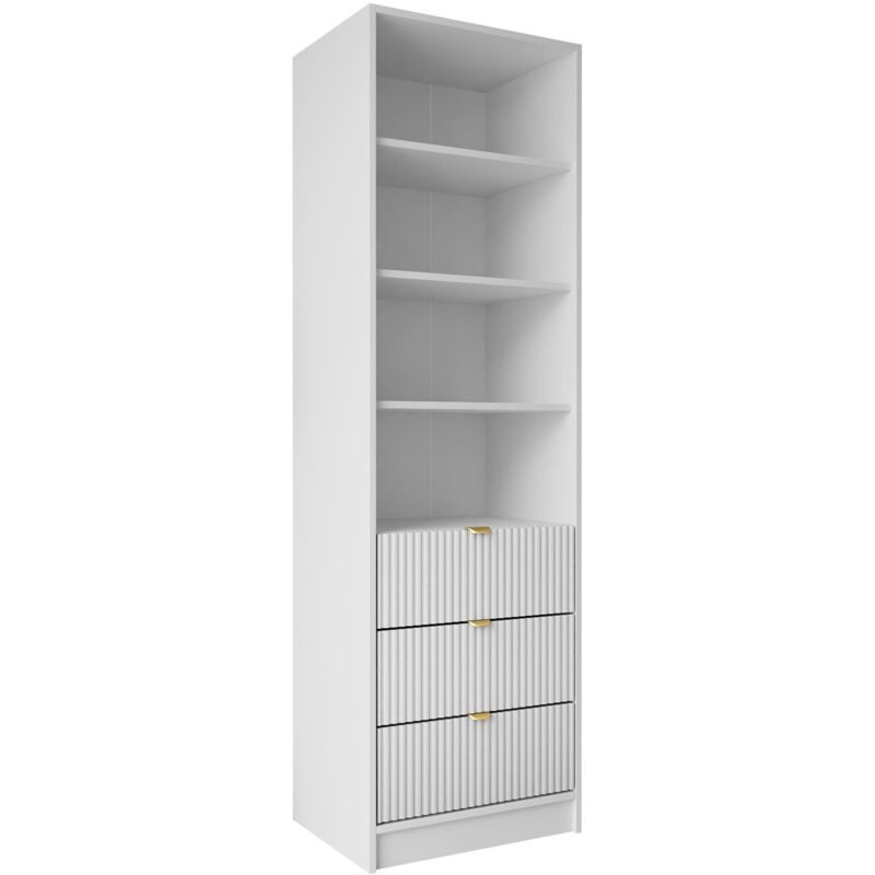 Étagère Comfivo Larmire 116, Blanc, Avec tiroirs, Ouvert, Stratifié, MDF, Le nombre de portes: 0, Nombre de tiroirs: 0, 180x60x40cm