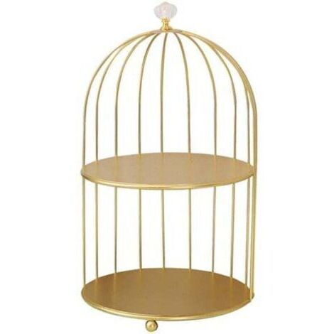 Étagère cosmétique en forme de cage à oiseaux, idéale pour les cosmétiques de bureau, les cupcakes, les flacons de parfum, les produits de soin et les desserts.