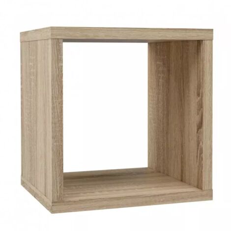 Etagère cube 1 casier chêne clair texturé – Dimensions 38.3x38.2x33 cm – Panneaux de particules – Style moderne compact – Meubletmoi