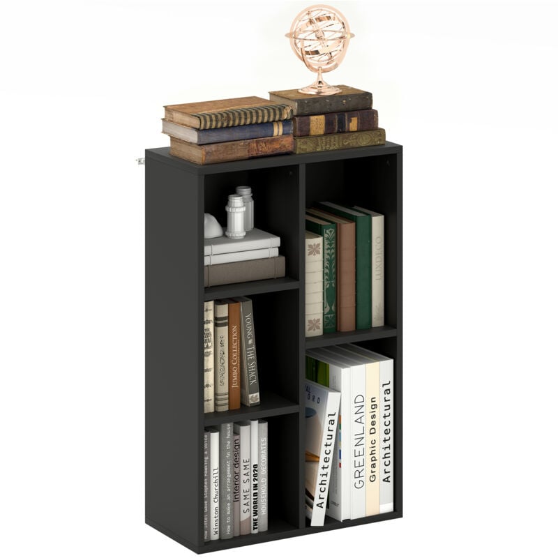 Homcom - tagère cube - bibliothèque - rangement 5 compartiments - dim. 50 x 24 x 80 cm - noir