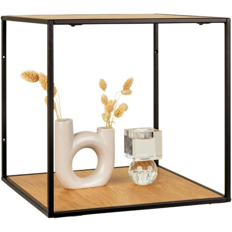 Etagère cube design effet bois clair et métal noir TALLINN