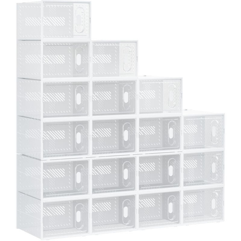 Homcom - tagère cube modulable - 18 cubes - meuble à chaussures - pp blanc transparent