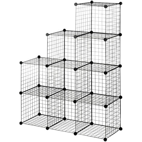 Étagère cube modulable 9 casiers en métal noir DIY salon chambre