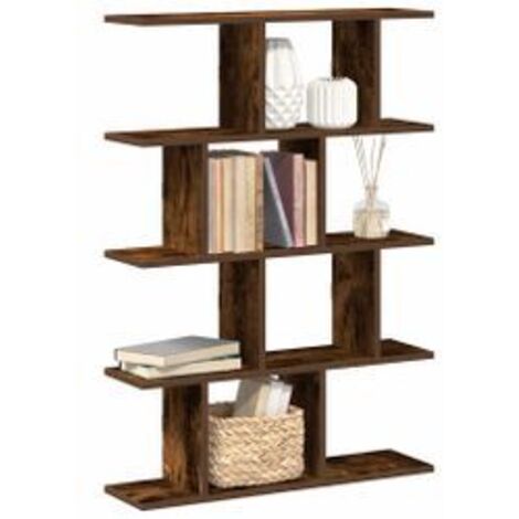 Étagère cube murale 12 compartiments chêne fumé bois ingénierie