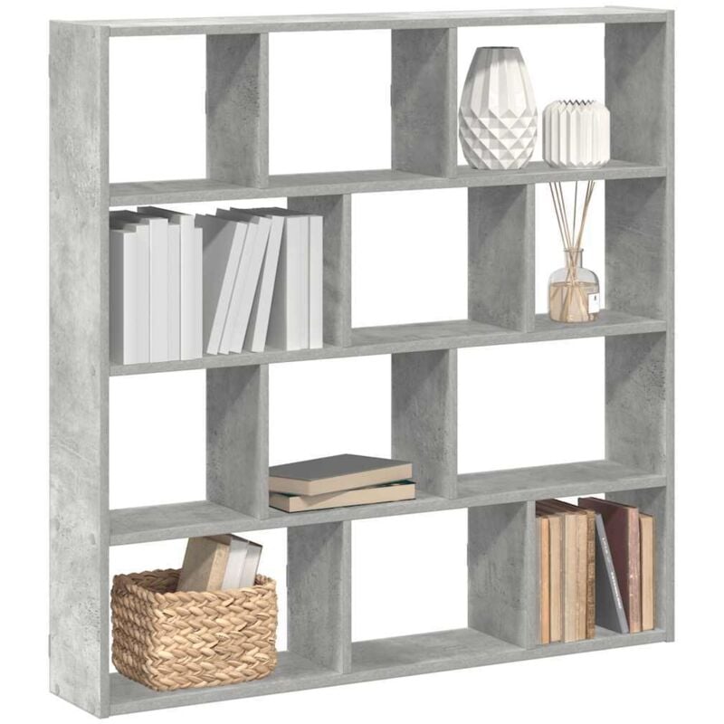 Vidaxl - tagère cube murale 12 compartiments gris béton bois ingénierie