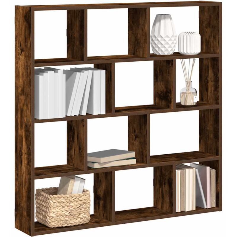 vidaXL Étagère cube murale 12 compartiments chêne fumé bois ingénierie