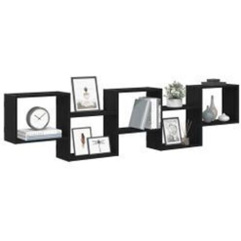 Étagère cube murale 5 compartiments noir bois d'ingénierie
