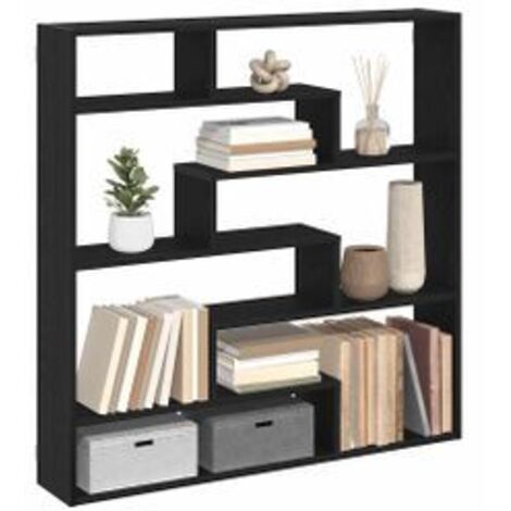 Étagère cube murale 7 compartiments noir bois d'ingénierie