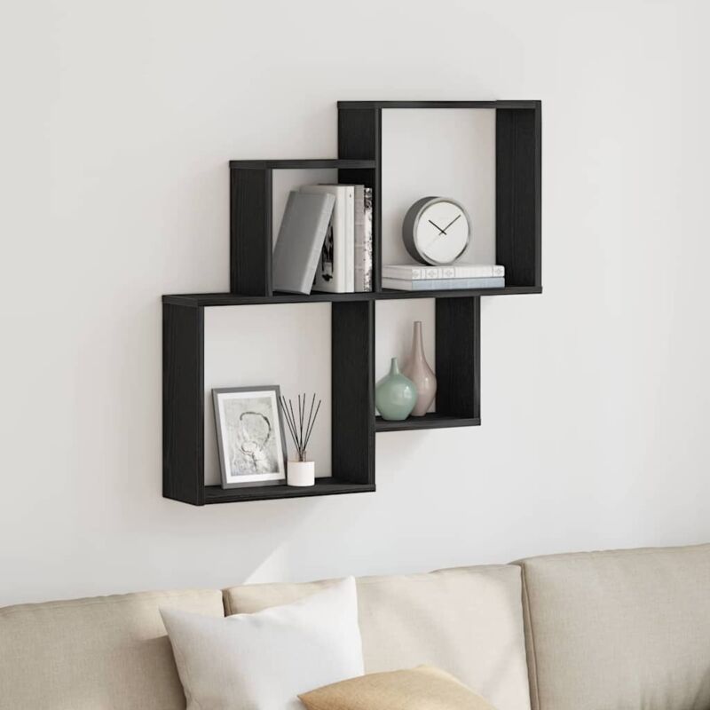 Vidaxl - tagère Murale Cube avec étagère Chêne noir 80 x 15 x 78.5 cm