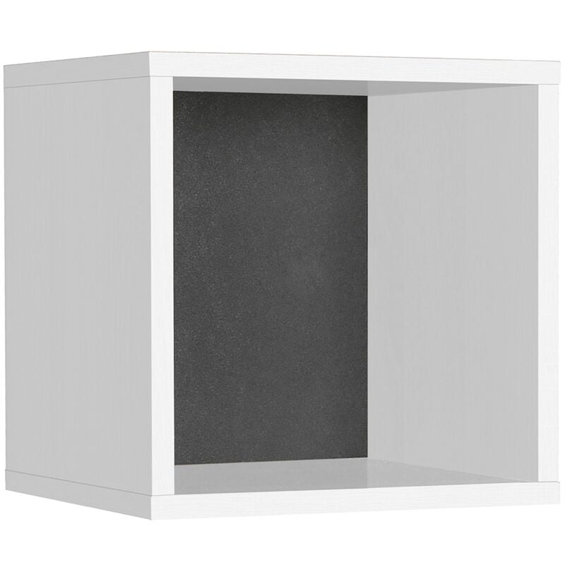 Etagère cube murale coloris blanc, gris anthracite - longueur 33 x profondeur 19 x hauteur 33 cm