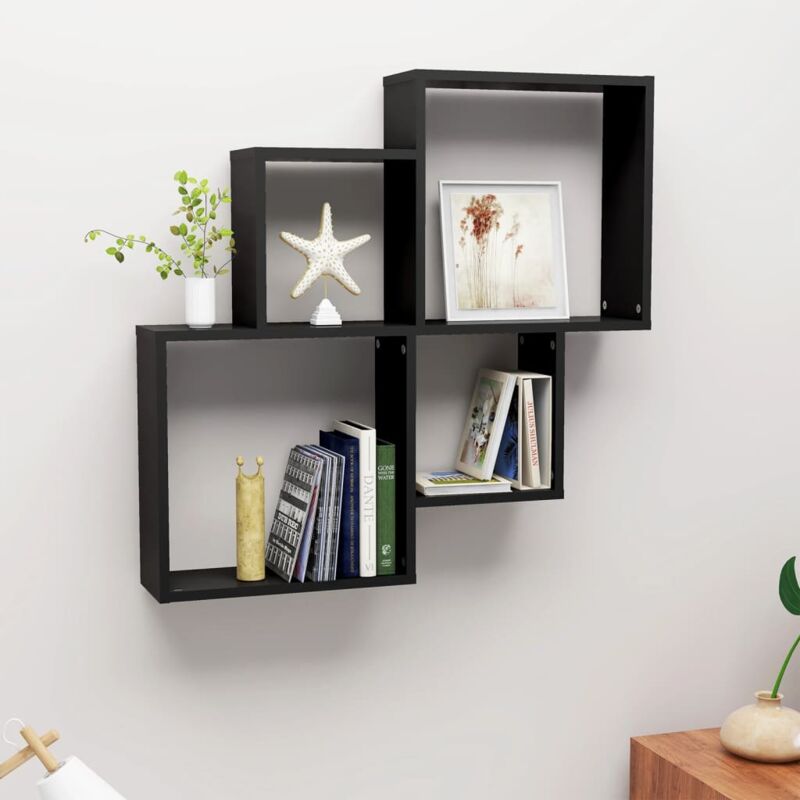 Bonnevie - tagère cube murale Étagère de Rangement - Meuble de rangement Noir 80x15x78,5 cm Aggloméré BV417013