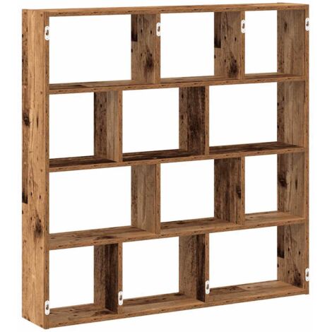 Étagère cube murale  Étagère flottante 12 compartiments vieux bois bois ingénierie