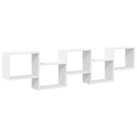 Étagère cube murale  Étagère flottante 5 compartiments blanc bois d'ingénierie