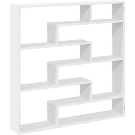 Étagère cube murale  Étagère flottante 7 compartiments blanc bois d'ingénierie