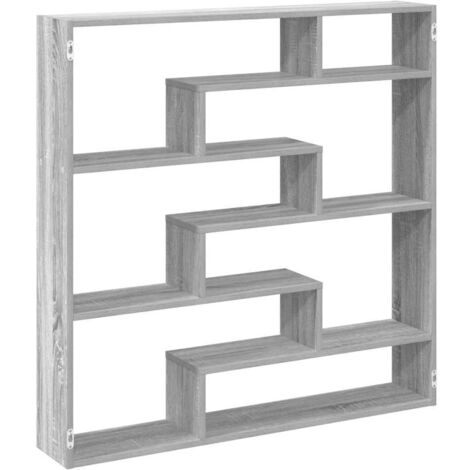 Étagère cube murale  Étagère flottante 7 compartiments sonoma gris