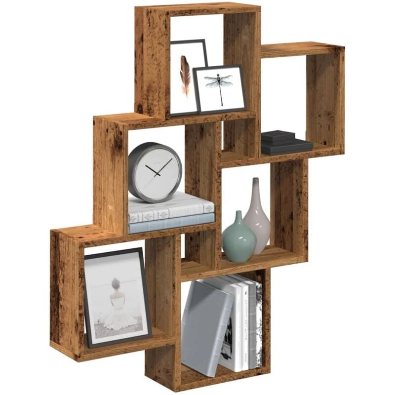 Vidaxl - tagère murale sous forme de cube vieux bois 78x15x93 cm