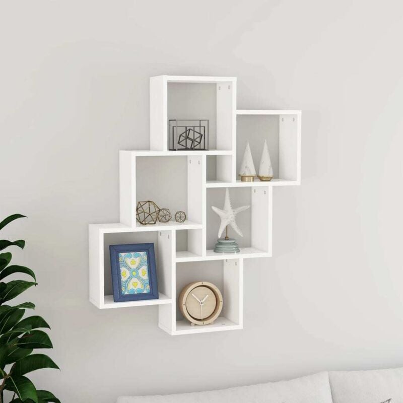 Tagère cube murale Blanc 78x15x93 cm Aggloméré