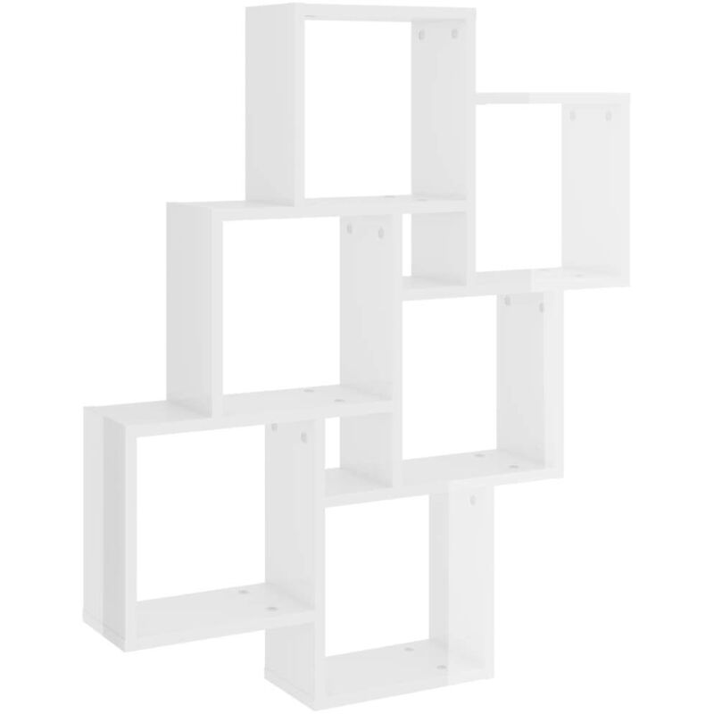 Tagère murale cube Blanc brillant 78x15x93cm Bois d'ingénierie Vidaxl