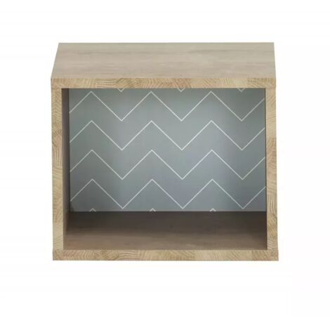 Etagère cube murale réversible décor bois blanc ou bleu - SIDOINE